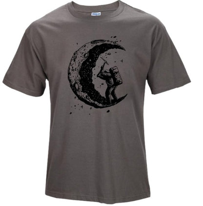 Digging The Moon Print Casual Mens Off Style O-neck T Shirts Fashion Men's Tops Men T-shirt Short Sleeve Men Tshirt